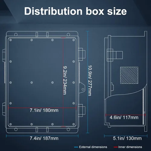 Miniatura 6 de Namunanee - Caja de conexiones eléctricas para exterior, recinto resistente al agua de ABS con panel de montaje interno y tapa con bisagras, 9.2" H