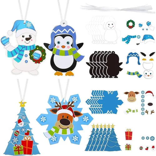 Civaner 24 juegos de manualidades de Navidad para niños, arte y manualidades de Navidad, kit de adornos para árbol de Navidad, haz tus propios