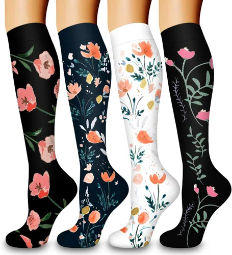 Miniatura 13 de Laite Hebe 4 pares de calcetines de compresión para mujeres y hombres, el mejor apoyo para enfermeras, correr, atletismo