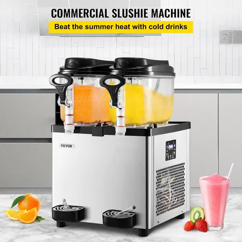 Miniatura 4 de VEVOR Máquina comercial para granizar, 6 L x 2 tanques 50 tazas Margarita, 700 W 110 V batido de acero inoxidable congelado máquina perfecta