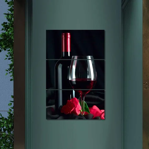 Miniatura 44 de Obra de arte para paredes del hogar, 3 paneles de letras de vino tinto, pinturas de corcho, impresiones HD, arte de pared de corcho de vino sobre