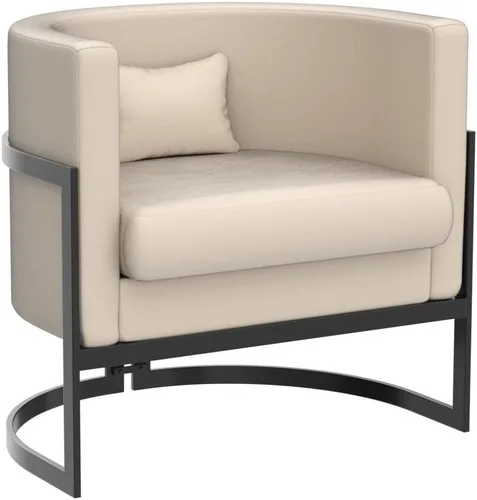 Miniatura 5 de Silla Decorativa Moderna de Cuero Sintético, Silla de Brazos Moderna y Confortable, Silla de Sofá Individual Tapizada para Sala de Estar
