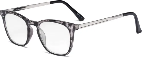 Miniatura 11 de Eyekepper Lectores Retro Cuadrado Plástico Marco Metal Brazos Lectura Gafas Ámbar/Negro Brazo +0.5