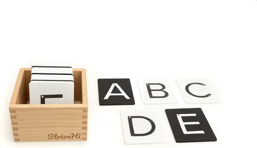 Miniatura 8 de Montessori - Juego de letras de papel de lija Tarjetas táctiles en minúsculas en blanco y negro Herramienta de aprendizaje sensorial