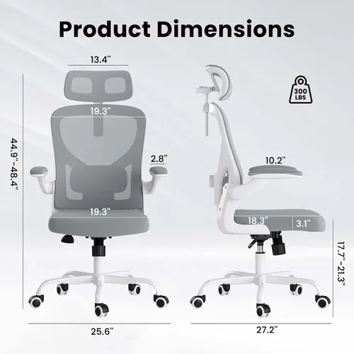 Miniatura 2 de Sillas de oficina ergonómicas de malla con soporte lumbar y reposacabezas ajustable, cómoda silla de escritorio para computadora con respaldo alto