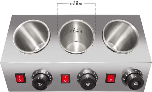 Miniatura 3 de ALDKitchen Dispensador de salsa Calentador eléctrico de salsa Calentador de salsa comercial Acero inoxidable 110 V (3 cabezas)
