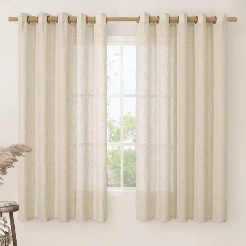 Miniatura 171 de LAMIT Cortinas de lino sintético para dormitorio, paneles filtrantes de luz, cortinas de lino con protección de privacidad con ojales para ventanas