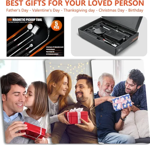 Miniatura 2 de Regalos para el día de San Valentín para hombres, 5 piezas, herramienta magnética de recogida, regalos de cumpleaños, rellenos de calcetines para él