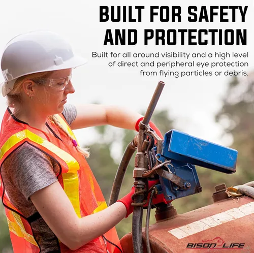Miniatura 6 de BISON LIFE - Lentes de seguridad con protección envolvente resistente a arañazos, lente de policarbonato resistente a impactos ANSI Z87.1