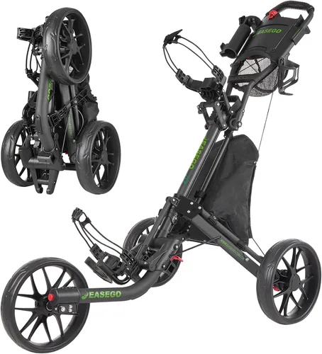 Miniatura 12 de EASEGO Golf Push Cart 3 Wheel : Golf Bag Cart Foldable with Phone Holder/Cup/Umbrella Holder Compact Golf Pull Carts Quick Fold Golf Caddy Push