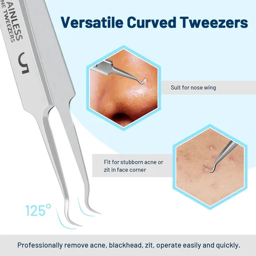 Miniatura 6 de WSYUB Pinzas para eliminar puntos negros, pinzas de pelo encarnado, extractor de espinillas de precisión, pinzas de celda, pinzas para cabello