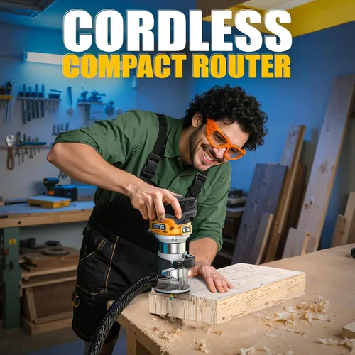 Miniatura 6 de MtiolHig Enrutador compacto inalámbrico compatible con batería DeWalt de 20 V (solo herramienta), herramienta de enrutador de 6 velocidades
