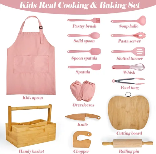 Miniatura 2 de Pulcher Juegos de cocina y hornear para niños, utensilios de cocina de chef real, juego de cocina, regalos para niñas, niños y jóvenes