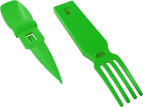 Miniatura 14 de ASR Outdoor Utensilios de plástico portátiles 3 en 1, accesorios de camping, color azul