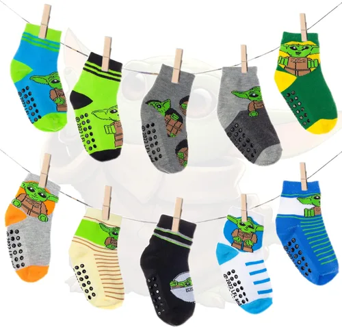 Miniatura 4 de Disney Baby Yoda - Calcetines para niños 10 unidades y calcetines para niños pequeños con pinzas calcetines antideslizantes para niños
