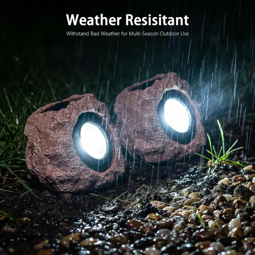 Miniatura 2 de Candieslife Luces Solares de Jardín para Exteriores - Foco Solar LED Impermeable IP65, Luces de Paisaje Alimentadas por Energía Solar, Luz 4Pack-Rock