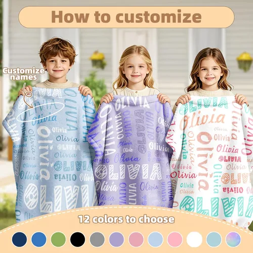 Miniatura 4 de Manta personalizada con nombre, manta personalizada para adultos y niños, regalos personalizados, manta de bebé, para adolescentes, niñas, niños
