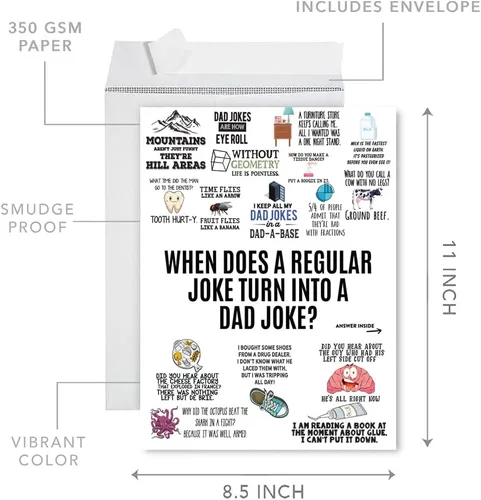 Miniatura 2 de Andaz Press Tarjeta divertida jumbo para el día del padre de 8.5 x 11 pulgadas con sobre, variedad de bromas de papá, regalo del día del padre