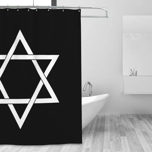 Miniatura 8 de Star of David - Cortina de ducha con ganchos, tela impermeable, juego de cortina de ducha para baño, duchas y bañeras, 72 x 72 pulgadas