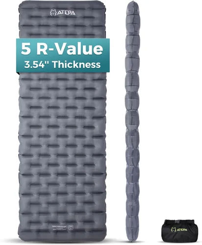 Miniatura 9 de ATEPA Colchoneta de dormir ultraligera autoinflable para mochileros, 1.65 libras, compacta, de 3 estaciones, con R-Value 2.3, almohadilla de espuma