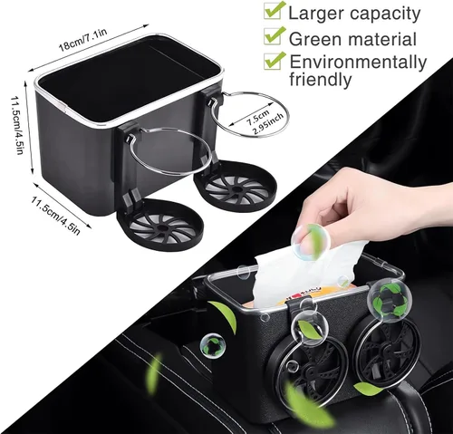 Miniatura 6 de Caja de almacenamiento para reposabrazos de auto con 2 portavasos - 2024 Nuevo organizador entre asientos de auto con portavasos, caja