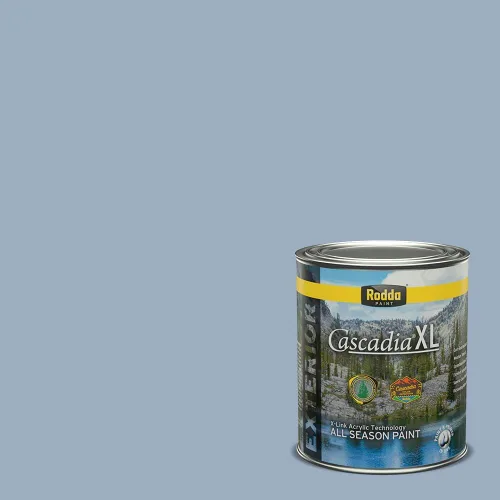 Miniatura 46 de Rodda Paint CASCADIA XL Pintura e imprimación satinada para exteriores en uno, cuarto de galón, azul playa norte