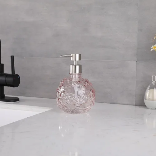 Miniatura 4 de Dispensador de Jabón de Vidrio Transparente con Bomba, Dispensador de Jabón Recargable para Baño, Cocina y Encimera, Diseño Elegante y Duradero
