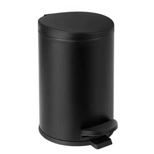 TIPGO Cubo de Basura Pequeño de 1.2 Galones en Negro, Cubo de Basura de 4.5 Litros para Baño con Tapa, Mini Bote de Basura con Paso, Cesta de Basura