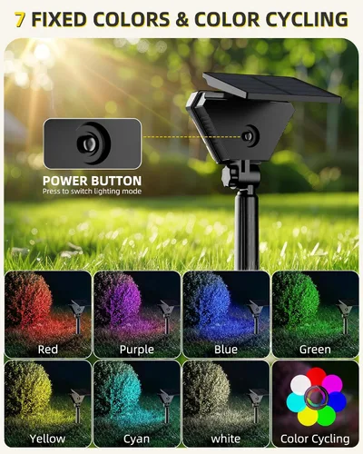 Miniatura 3 de T-SUN Luces solares para exteriores, impermeables, IP65, paquete de 6 luces LED solares que cambian de color, IP65, impermeables, inteligentes