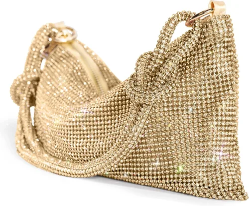Miniatura 9 de WLLWOO WLLWOO Bolsos de mano con diamantes de imitación para mujer, bolsos de noche elegantes, bolsos cruzados brillantes para fiesta, club, boda