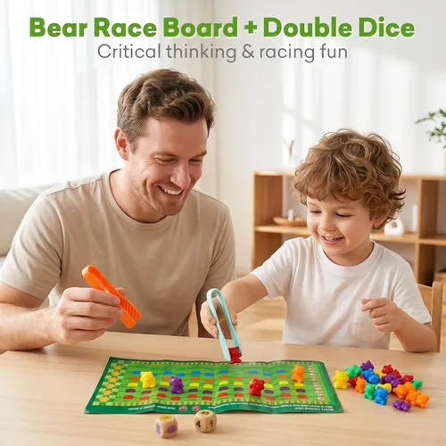 Miniatura 3 de NEOROD Juego de 90 juguetes de aprendizaje de matemáticas de osos para contar arcoíris, clasificación de colores y aprendizaje de matemáticas, juego