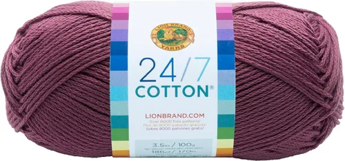 Miniatura 117 de Lion Brand Yarn, Hilo ligero mercerizado de algodón 24/7 para tejer, ganchillo y manualidades, Almirante, 1 paquete, 185 yardas de fibra natural
