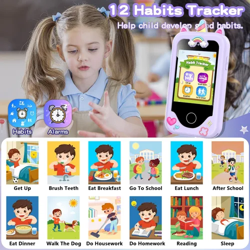 Miniatura 6 de Teléfono inteligente para niños para niñas, regalos de cumpleaños de Navidad para niñas de 3 a 10 años, teléfono celular, pantalla táctil de 2.8