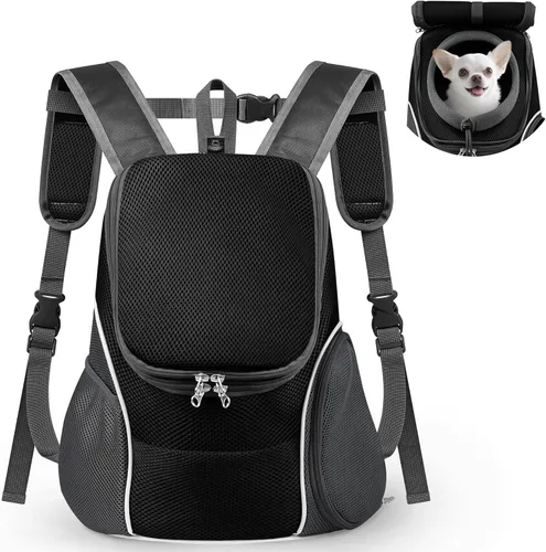Miniatura 8 de WOYYHO Mochila Transportadora para Mascotas Perros, Mochila Frontal para Perros Pequeños, Mochila Transportadora Ventilada para Perros con Bolsillos