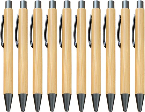 Miniatura 8 de Gullor Bolígrafo retráctil de bambú natural, bolígrafos sostenibles para escribir diario, suministros de oficina, bolígrafos ecológicos, 5