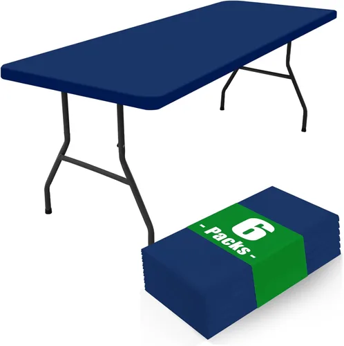 Miniatura 15 de Moosfor Paquete de 6 manteles cuadrados de elastano, manteles elásticos ajustables para pícnic, cubierta de mesa de patio elástica lavable para Negro