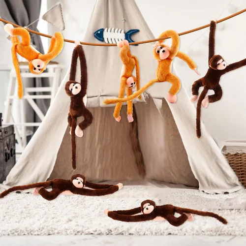Miniatura 6 de Paquete de 6 peluches de mono colgante de 24 pulgadas para cumpleaños y fiesta de animales