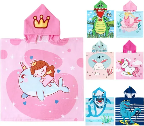 Miniatura 22 de NovForth Toalla de Playa para Niños y Niñas, Envoltorio de Toalla de Baño con Capucha de Cocodrilo, Toalla de Piscina para Niños Pequeños con Capucha