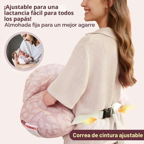 Miniatura 5 de Momcozy - Almohada de lactancia original con valla de seguridad innovadora, más ancha para mayor soporte a mamá y bebé, facilita la lactancia manos