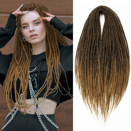 Miniatura 5 de 20 hebras de 24 pulgadas, extensiones de rastas color burdeos, rastas de cabello de ganchillo para mujer, hechas a mano, suaves, trenzas de cabello