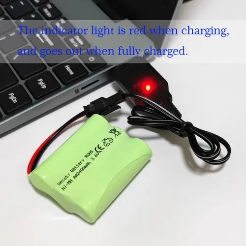 Miniatura 6 de Paquete de baterías de 3.6v, 2400mAh Nimh AA batería recargable RC con cable de carga para juguetes RC 3.6 V SM