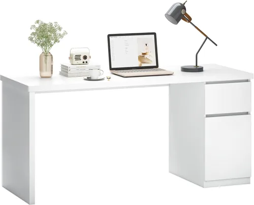 Miniatura 8 de Furtble - Escritorio blanco con cajones, escritorio pequeño de 43 pulgadas, lindo escritorio para dormitorio, escritorios de PC para oficina