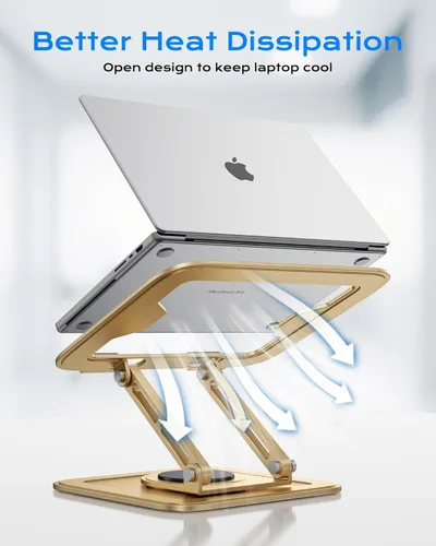 Miniatura 4 de LOXP Soporte ajustable para laptop, soporte para computadora con base giratoria de 360°, soporte ergonómico para computadora portátil