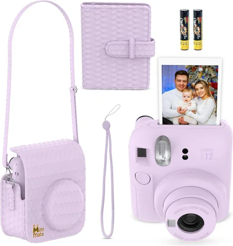 Miniatura 2 de Fujifilm Instax Mini 12 Cámara Instantánea Morado Lila + Funda de Diseño Personalizado Minimate + Película Fuji Instax 10 Hojas y Álbum de Fotos