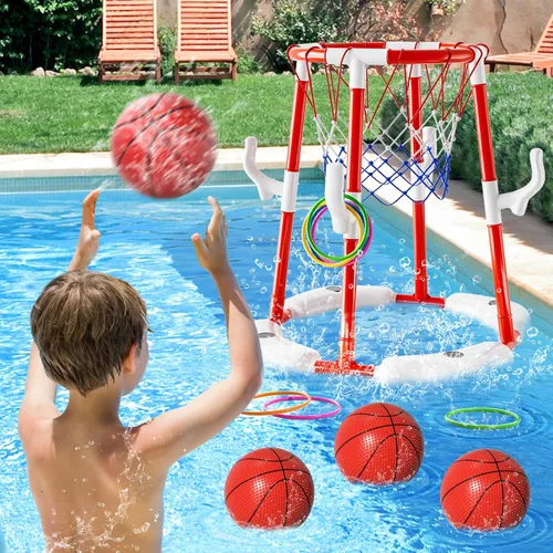 Miniatura 2 de Juguetes de aro de baloncesto para piscina para niños de 4-8, 8-12 años y adultos, juegos de piscina de natación al aire libre de verano, juguetes