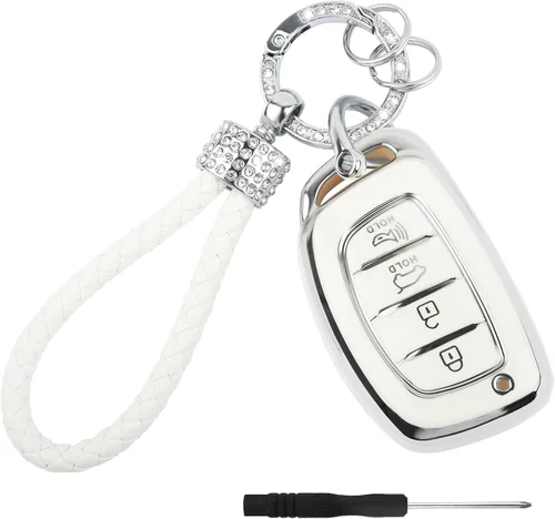 Miniatura 9 de Funda brillante para llavero de automóvil compatible con Chevrolet de 4 botones, funda de TPU con llavero, accesorios de automóvil protector
