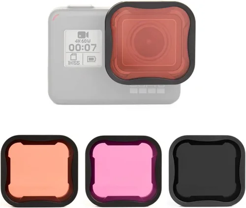 SOONSUN Paquete de 3 filtros de lente rojo/magenta / ND8 para GoPro Hero 5 6 7 negro, filtro de buceo de esnórquel y kit de filtro de lente de