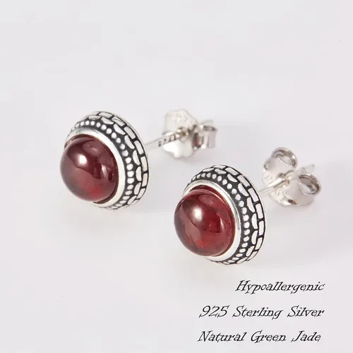 Miniatura 12 de Aretes de plata de ley con piedra natal de cristal real, joyería para mujer, moda occidental 925, envejecida, bohemia, hecha a mano, el mejor regalo