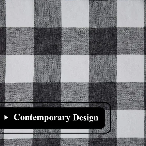 Miniatura 5 de Cortinas cortas de cuadros de búfalo en blanco y negro, de 63 pulgadas de largo, con paneles para ventana, estilo granja, para sala de estar