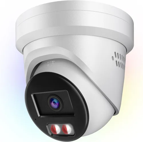 Cámara IP PoE de visión a color 4K 8MP para exteriores con luz híbrida inteligente, luz estroboscópica y advertencia audible, AI VCA, detección de
